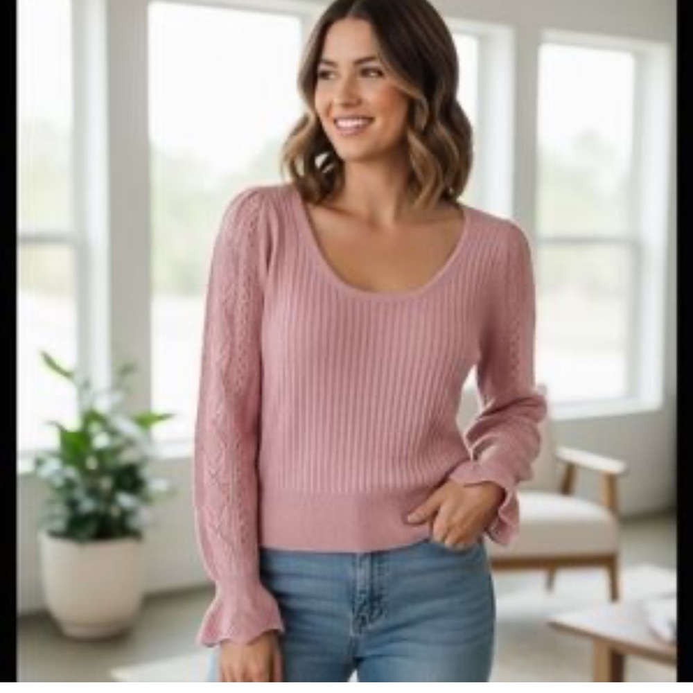 🔥SUNDANCE 🔥 NEW Pink Sweater FAUSTINE Pointelle Merino blend SzS\M PriceFirm!